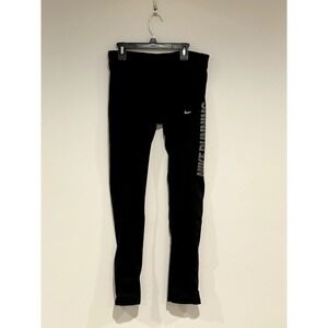 Women's Nike Dri-FIT Running Legging M Black w/Rear Zip Up Pocket and Bottom Zip